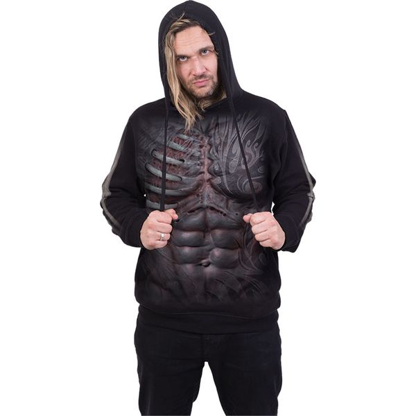 

abdominal muscle pattern 3d printing hoodie visual impact party punk goth round neck american sweater hoodie, Black