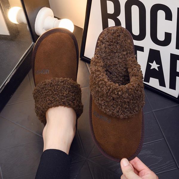 

slippers autumn and winter cotton slippers, home men women couples indoor warm waterproof non-slip shoes, Black