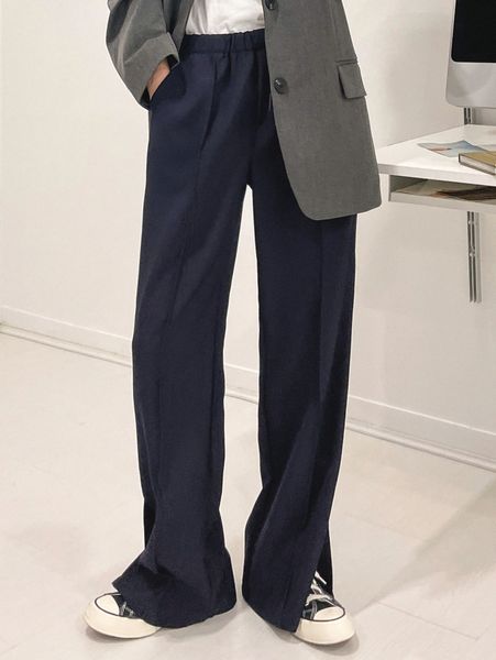 

dazy high waist seam detail split hem pants o8v6#, Black;white