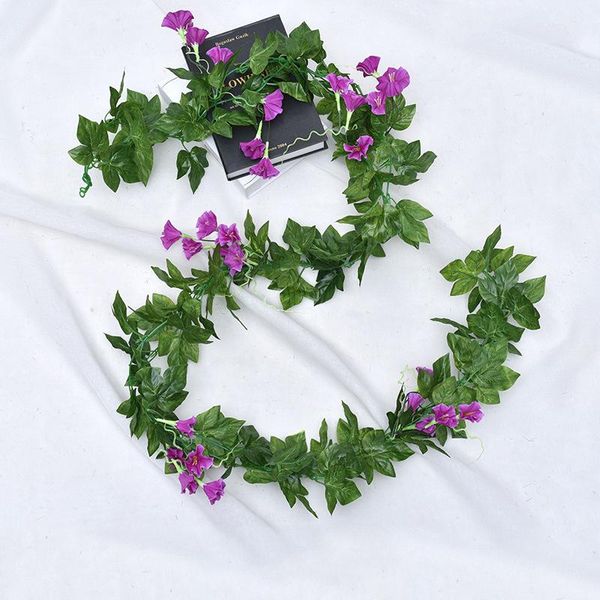 

decorative flowers & wreaths artificial morning glory fake plant leaves hanging vine for wedding home decoration wall backdrop petunia flowe