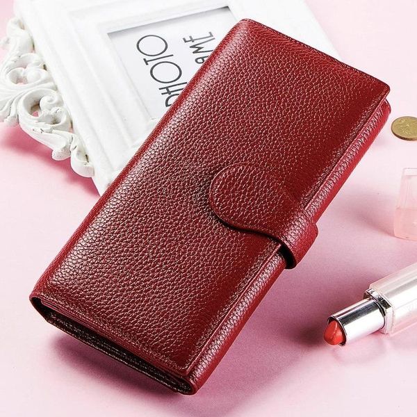 

wallets 2021 style clutch bag women's wallet cow leather women, Red;black
