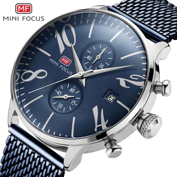 

wristwatches mini focus men's watch 2021 calendar waterproof metal mesh belt chronography simple design luxurious relojes para hombres, Slivery;brown
