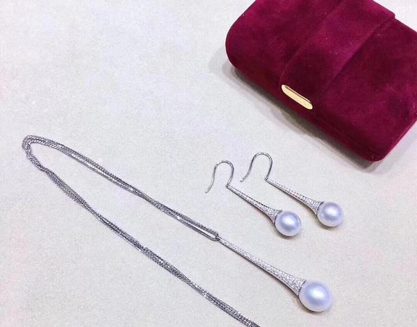 

dangle & chandelier m1201 solid s925 sterling silver oval 10-11mm nature fresh water white pearls drop earrings for women fine presents