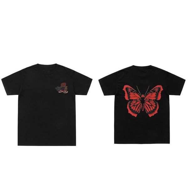 

men's t-shirts awesome playboi carti hip hop double sided print tshirt 2pac rap tees harajuku brand design red butterfly graphics short, White;black