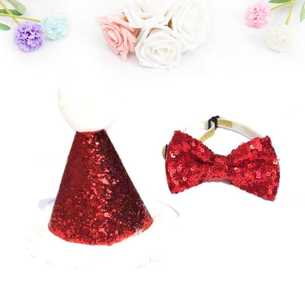 

dog apparel 2pcs pet costume attractive christmas adorable creative tricorne bow tie party hat for puppy