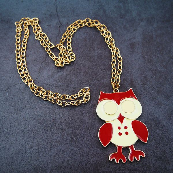 

brand new pendants necklace owl sweater red paint big gold cartoon fashion bright gift cute lovely young classic amiable school n0010, Silver