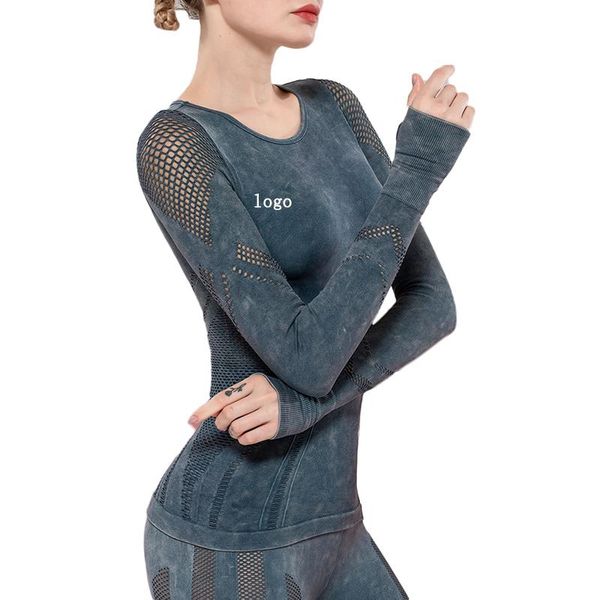 

yoga outfits amazon seamless sports long sleeve hollow out, White;red