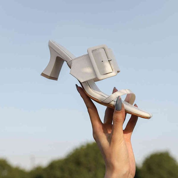 

sandals genuine leather women's shoes concise open-belt buckle sandals with high heels made hand size 34-40 platform rtuu, Black