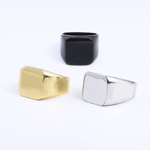 

accessories: simple and fashionable large flat men's ring, Black
