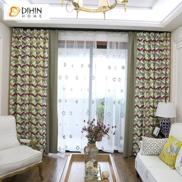 

curtain & drapes dihin home modern geometric printed blackout curtains floral cotton / linen for living room 1 panel