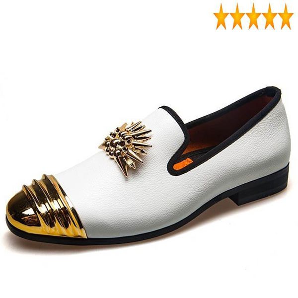 

dress shoes leather party fashion men vintage metal toe slip on loafers low cut footwear moccasin gommino formal, Black