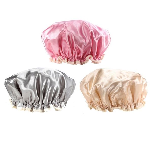 

shower caps 3pcs waterproof elastic bath cap simple polyester professional large size bathing to