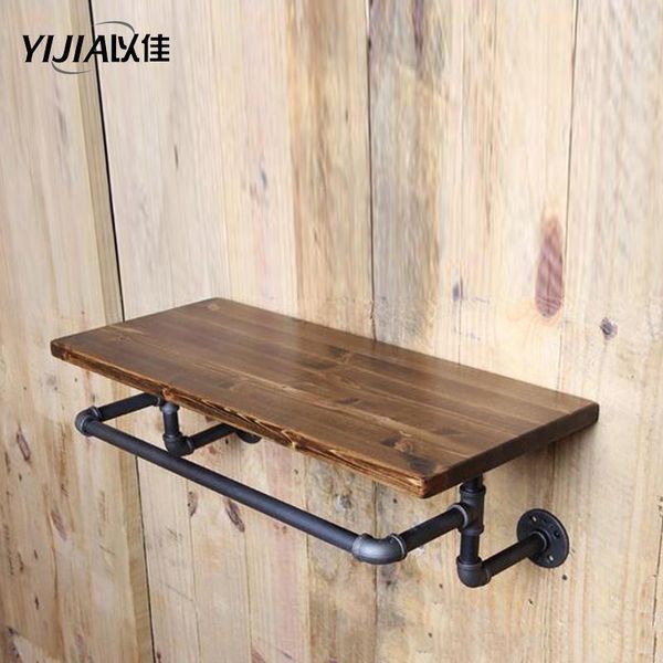 

bathroom shelves industrial retro racks iron pipes word towel
