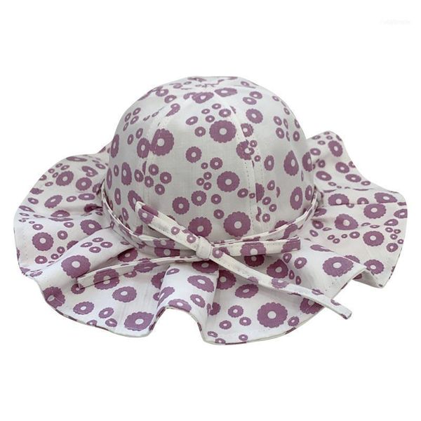 

fashion toddler baby kids boys girls floral pattern bucket hats sun helmet cap care hat children's beret caps &1, Yellow