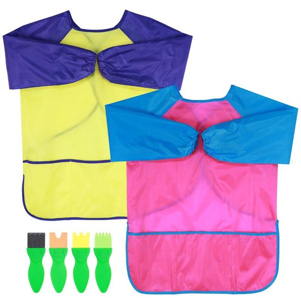 

aprons toyvian 2pcs kids painting apron long sleeve waterproof art smock with 4pcs brushes for children early