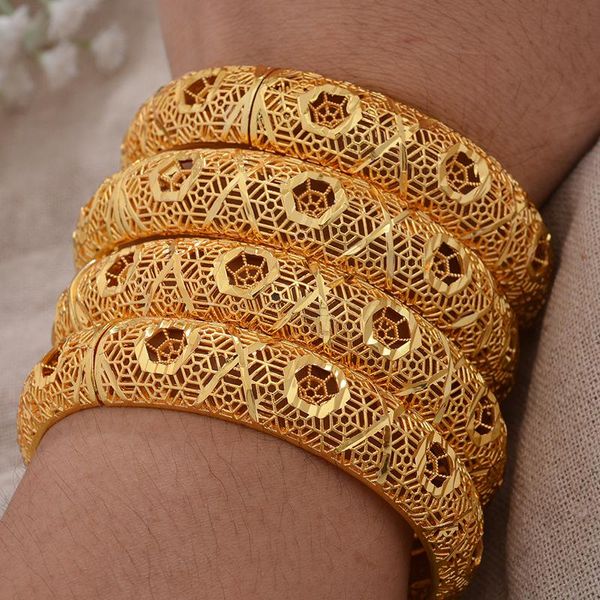 

bangle 4pcs/set women bracelets middle east arab dubai bangles african 24k gold color bride jewellery party gift, Black