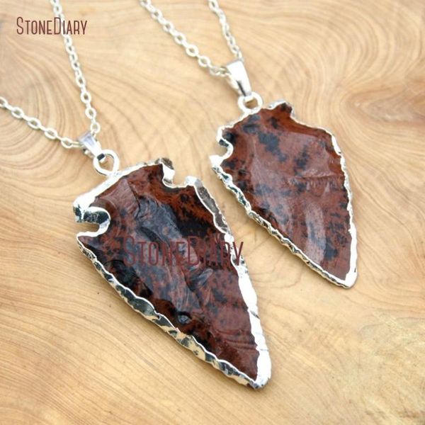 

10pcs jaspers chains necklaces silver plated hammered arrowhead 18-32inch nm15754 pendant