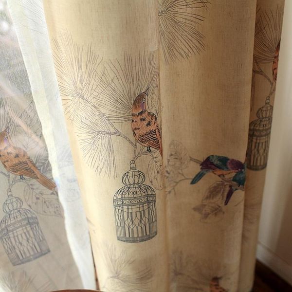 

curtains for living room pastoral curtain bedroom luxury sheer birds printed window drapes home &