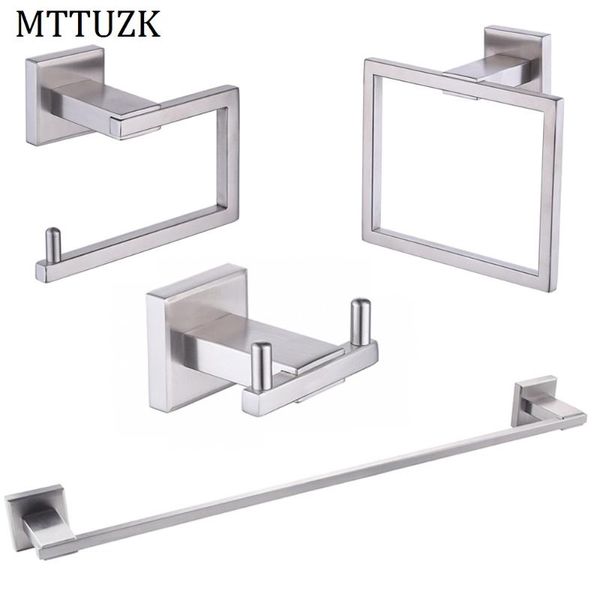 

bath accessory set wall mounted 304 stainless steel hardware towel bar paper holder ring robe hook bathroom accessories