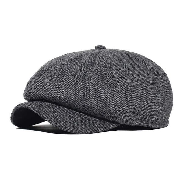

men newsboy winter thick vintage herringbone octagon cap women casual stripe berets gatsby flat hat