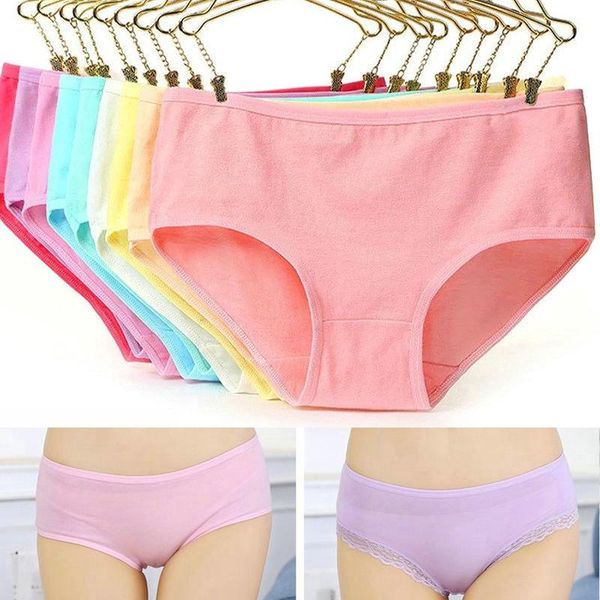 

women's panties women lingerie high-quality cotton underwear breathable solid color girls low rise briefs underpant panty fashion, Black;pink