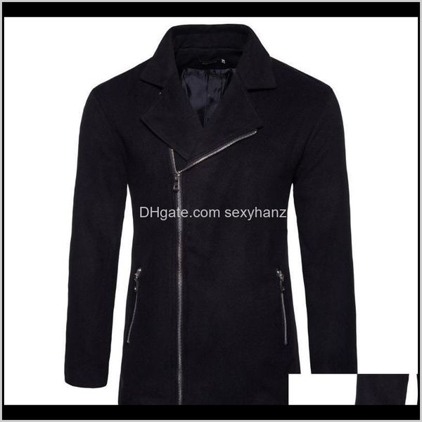 

wool blends outerwear & coats clothing apparel drop delivery 2021 autumn and winter style wear men mens lapel casual woolen cloth solid colo, Black