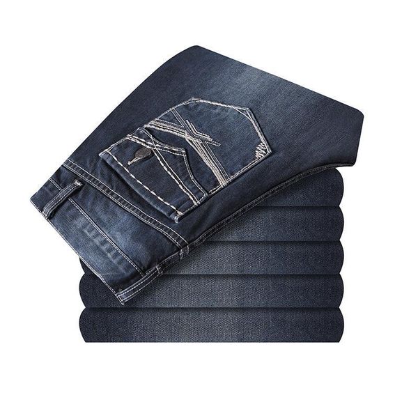 

goldberg 2021 autumn and winter thickened jeans men's cotton loose wide leg straight, Blue