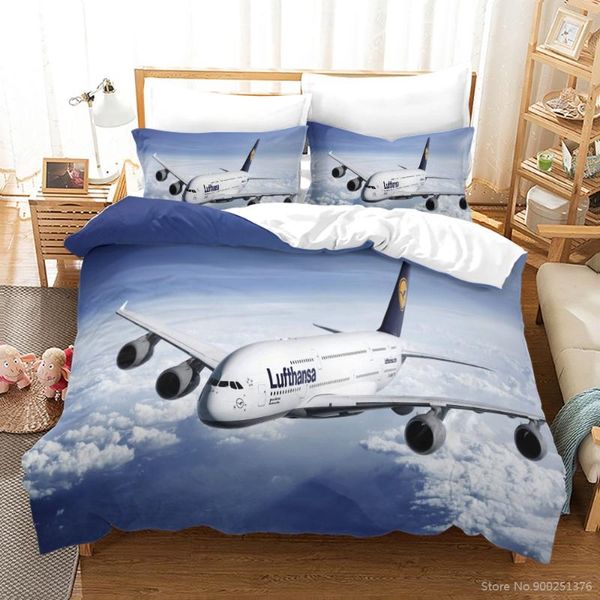 

bedding sets airplane plane sky clouds duvet cover set 3d printed king size soft comforter with pillowcase bedclothes