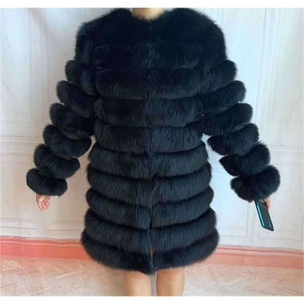 Зимние теплые женские пальто натуральный лисиц меховой меховой пиджак с длинным рукавом съемный 4in1 длинный 210927