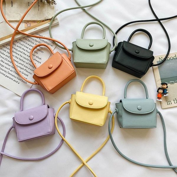 

kids mini purses cute leather crossbody bag for baby girls candy color coin pouch toddler purse hand bags tote kid wallets, White