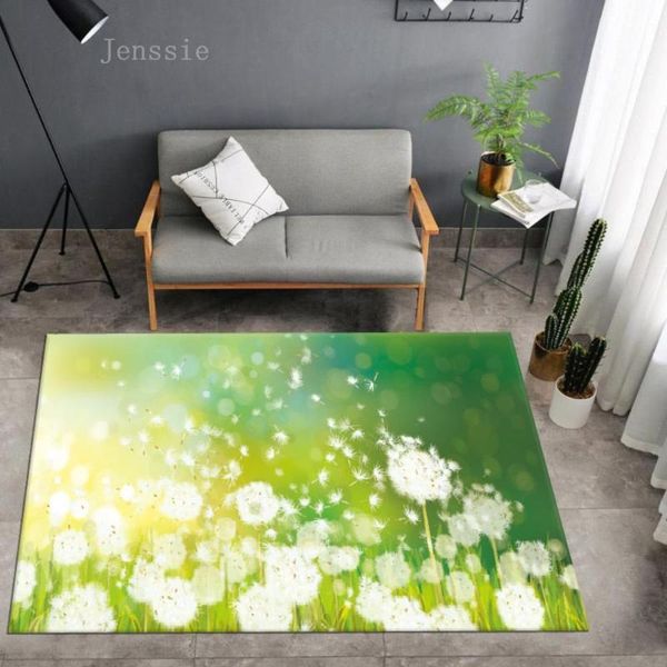 

carpets dandelion printed area rug green blue large carpet for living room bedroom floor mat soft kitchen non-slip home decor