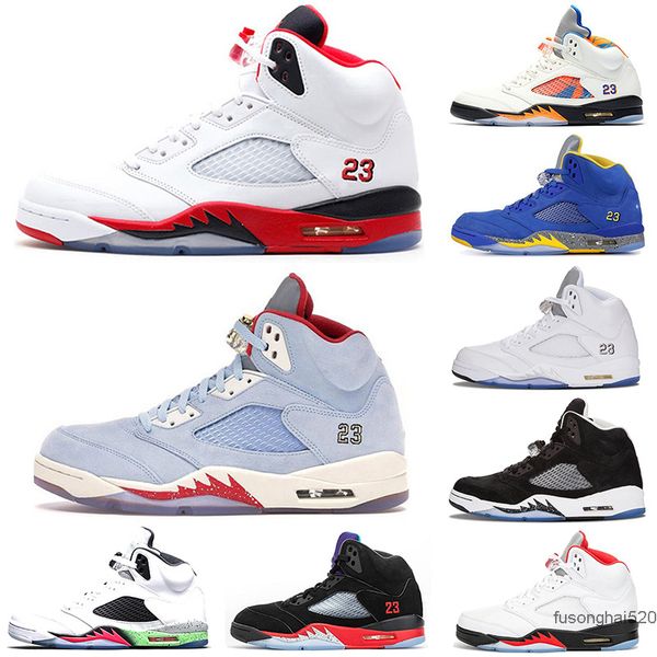 

2022 fashion men basketball shoes 5 5s alternate grape blue suede fire red international flight laney royal metallic silver oreo space jam