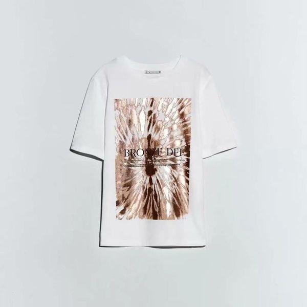 

women's t-shirt 2021 printed loose o-collar short sleeve stretch summer casual fashion for ladies, White