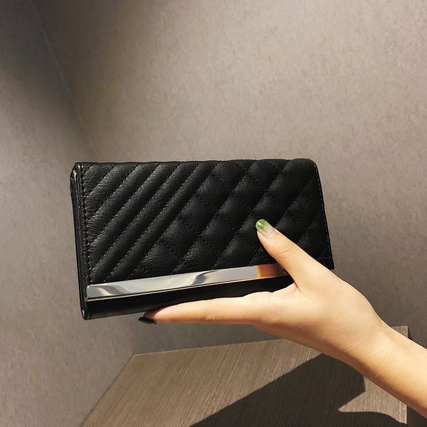 

and bag american fashion long wallet 2019 new clutch card rhombus embroidery thread simple female european trendy wild negos