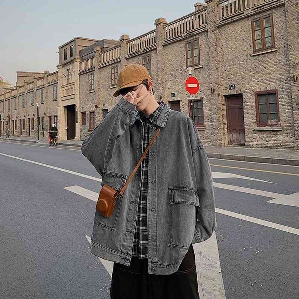 

ruffian jeans jacket men's korean fashion loose bf street brand ins tooling, Black