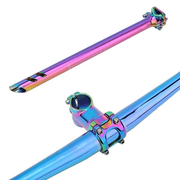 

bike saddles 27.2mm*400mm mountain seat post rainbow tube full cnc stem bicycle seatpost colorful xc mtb road