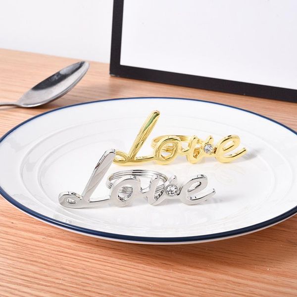 

napkin rings 6pcs valentine's day english love diamond button ring metal cloth