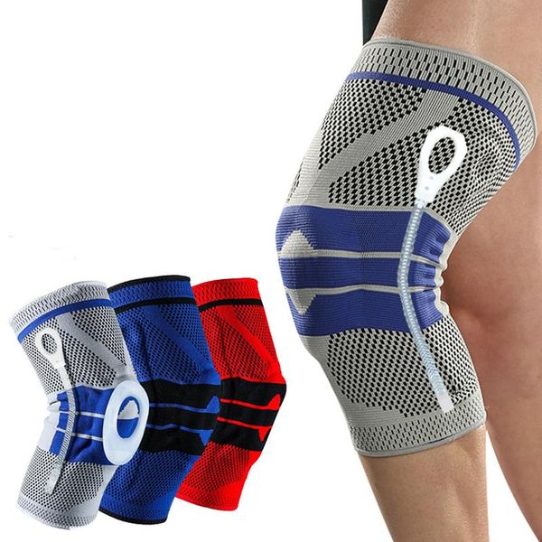 

piece silicone knee pads strap braces for arthritis joints support meniscus compression protection sport elbow &, Black;gray
