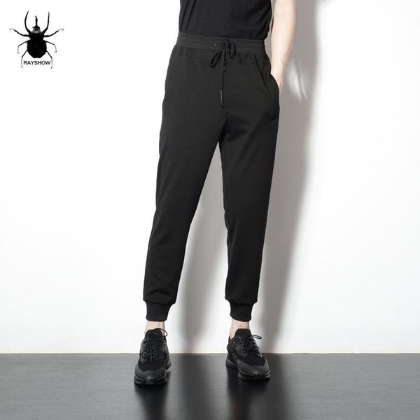 

easy-to-wear loose tapered harem pants, black sports casual leggings men's pants