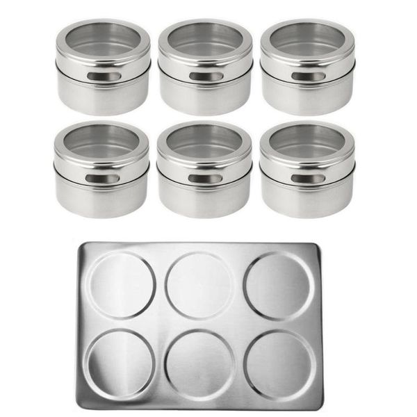 

storage bottles & jars 1/3/6pcs magnetic spice tins with iron base racks clear lid magnet multipurpose kitchen containers