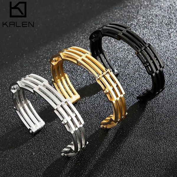

bangle gold wristband cuff men jewelry charm stainless steel czech geometry bracelet fashion classic, Black
