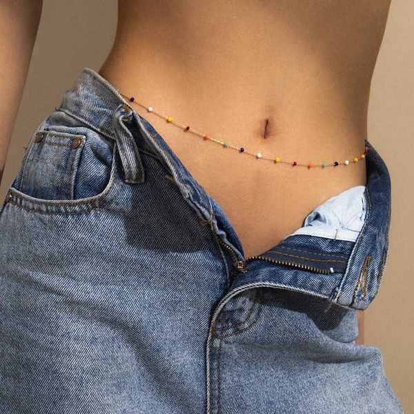 

new fashion creative color rice bead belly chains waist chain for charm women girl tassel body chain dating jewelry accessories p0811, Silver