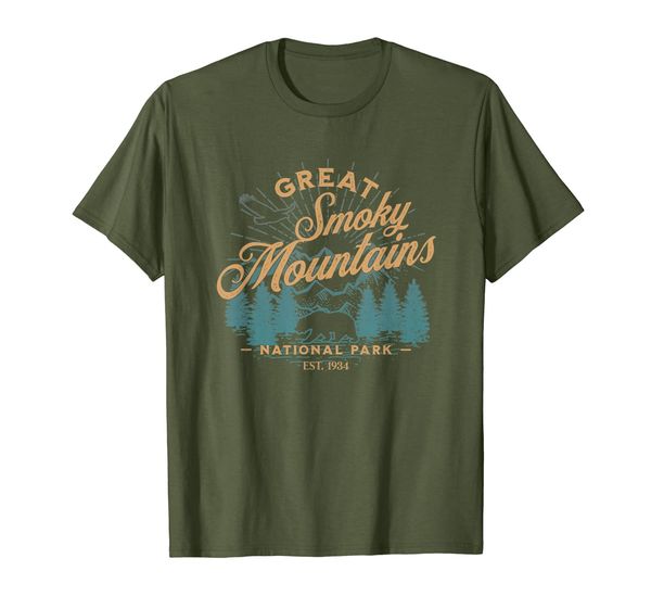 

vintage great smoky mountains national park retro bear gifts t-shirt, White;black
