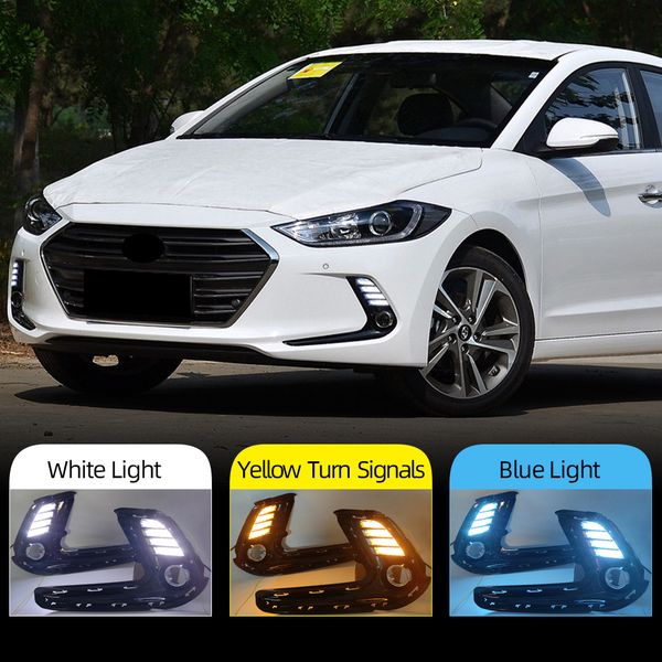 

2pcs led drl for hyundai elantra ad avante 2016 2017 2018 headlight fog lights cover day light fog lamps turn signal