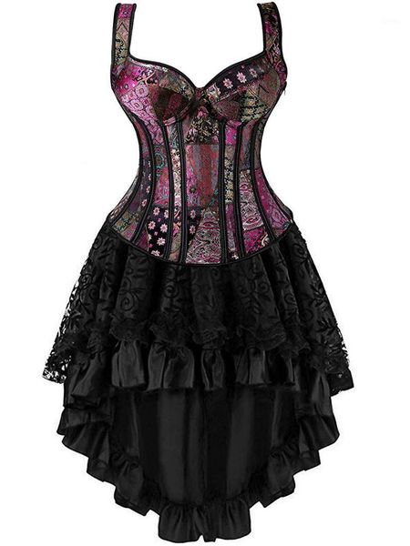 

bustiers & corsets corset dress overbust bustier skirt set corselet lingerie burlesque gothic vintage plus size halloween costume korse, Black;white