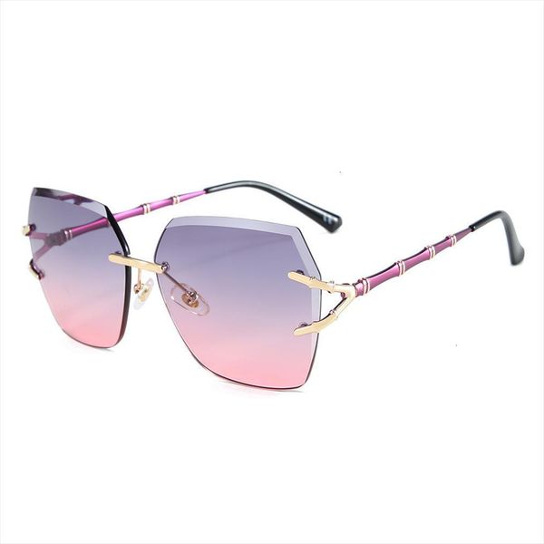 

gradient sunglasses ladies fashion glassses legs design rimless women uv400 blue shades for g99806, White;black