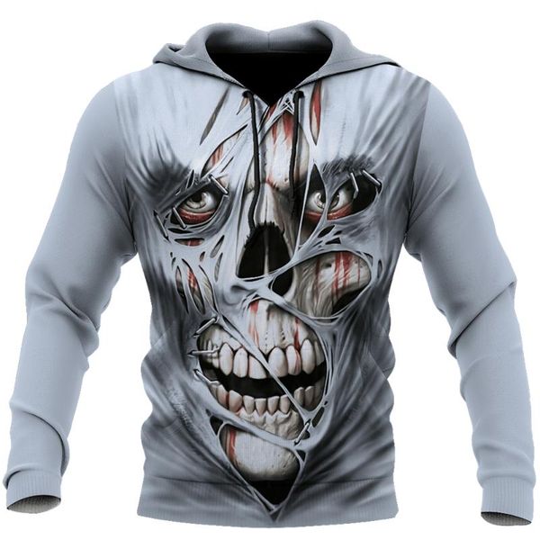 

men's hoodies & sweatshirts funny skull pattern 3d all over printed mens autumn hoodie harajuku casual pullover fashion jacket tracks, Black