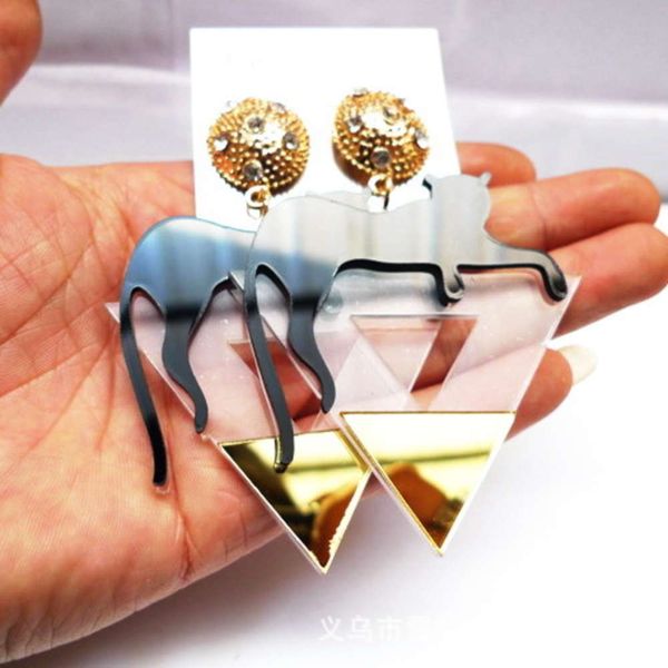 

112e popular leopard alloy stud korean fashion big earrings nightclub bar street girl, Black