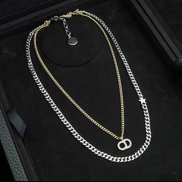 

design jewelry new star letter color matching necklace 01, Golden;silver