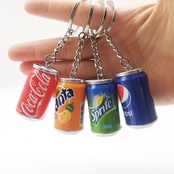 

2021 fashion keychain creative small gift simulation beverage key chain bag pendant coke bottle fanta students around, Silver